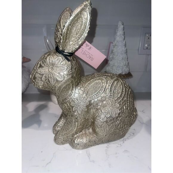 Tik Tok Viral Rachel Zoe Gold Floral Lace Easter Bunny Rabbit - Picture 9 of 9